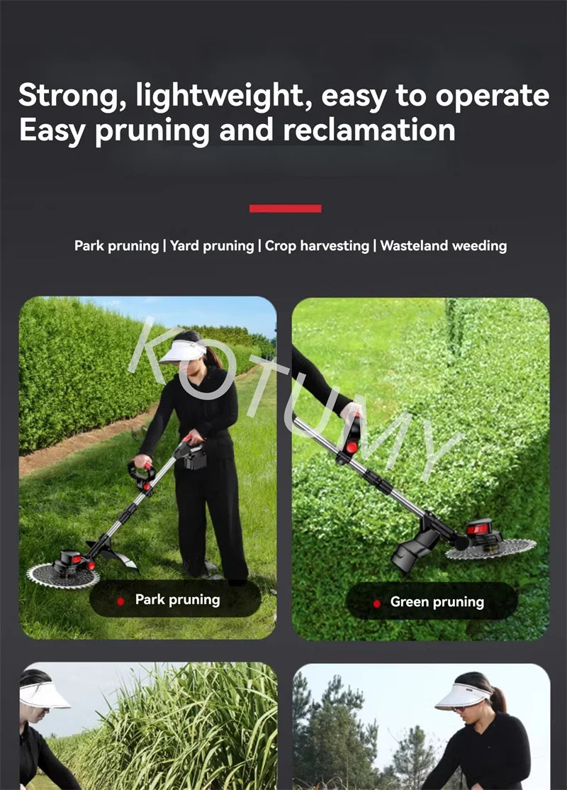 Household Electric Lawn Mower Brushless Motor Cordless Cutter Weeder 21V Rechargeable For Garden Lawn Trimming Pruning Tools