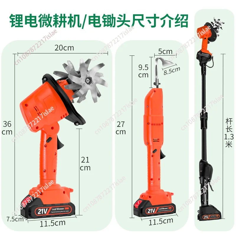 Lithium battery scarifier, small household handheld electric hoe, garden bonsai weeding and soil turning wireless micro-tiller