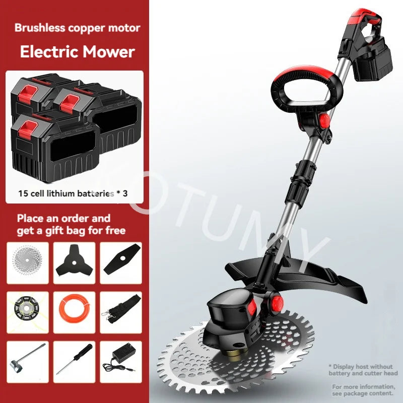 Household Electric Lawn Mower Brushless Motor Cordless Cutter Weeder 21V Rechargeable For Garden Lawn Trimming Pruning Tools