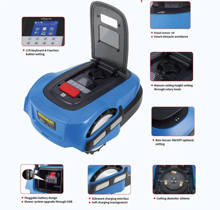 Lawn Mower Robot Robotic Lawnmower App Control with Wifi Bluetooth for 600m² Household Garden care