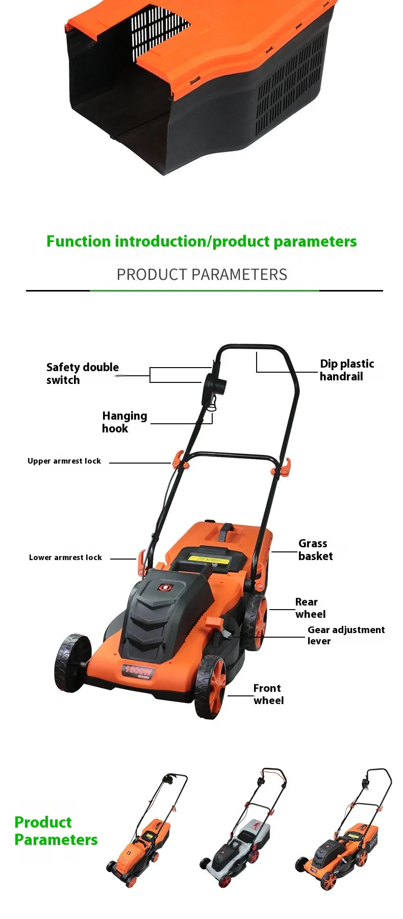 High Power Lithium Battery Garden Courtyard Hand-Pushed Electric Lawn Mower Silent Weeding Machine Lawn Trimmer Grass Cutter