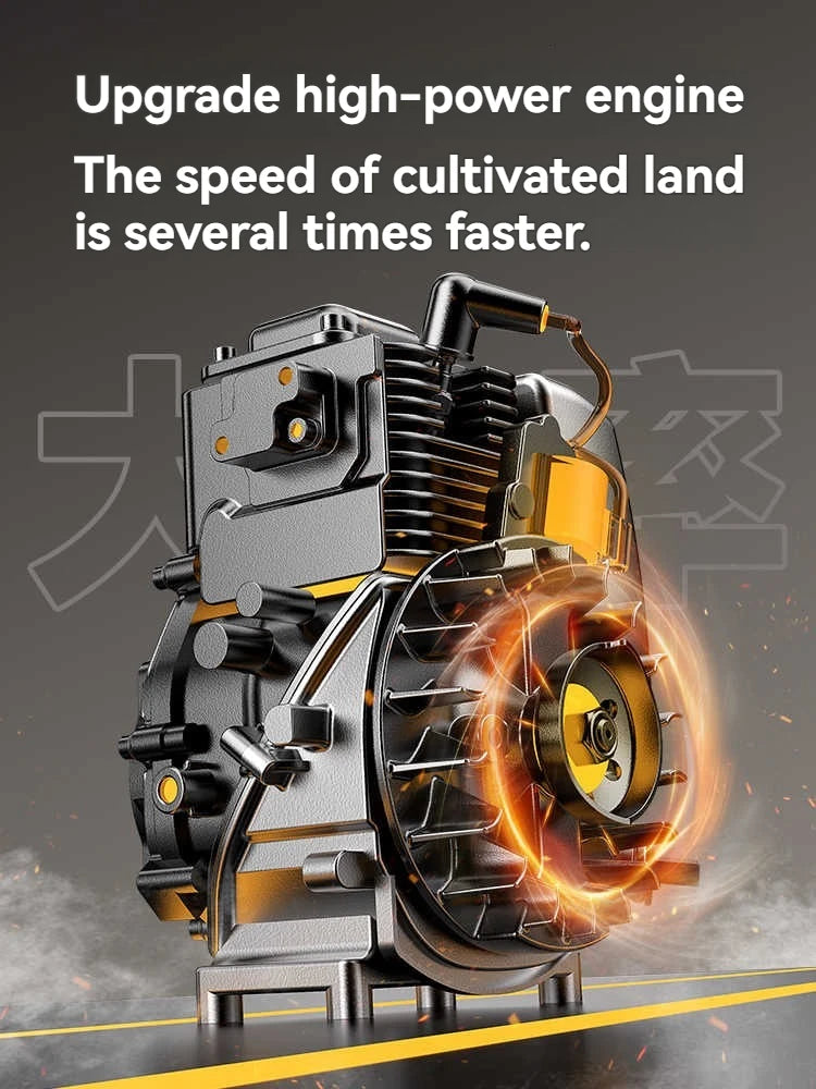 4-in-1 Commercial Micro Gasoline Tiller -4-Stroke Soil Cultivator for Loosening/Trenching/Weeding w/Wheel Kit