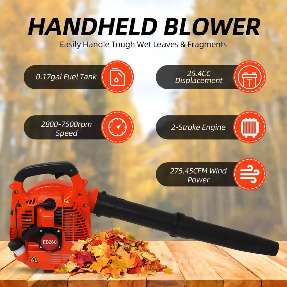 EB260 Leaf  Air Blower Portable Garden Tool Snow Car Gas  High Vacuum Fan Duct Handheld Petrol Blowe for Lawn Care Snow Blowing