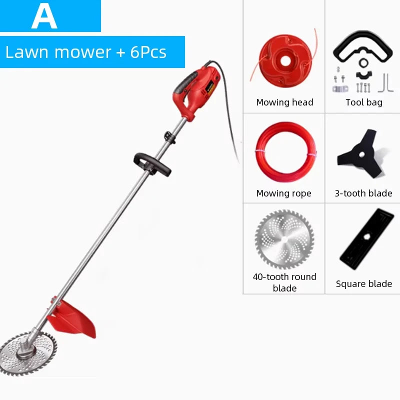 220V Electric Lawn Mower  Multi-function Lawn Trimmer Weeder High Branch Saw Pruning Shears Suitable for Home Garden Use