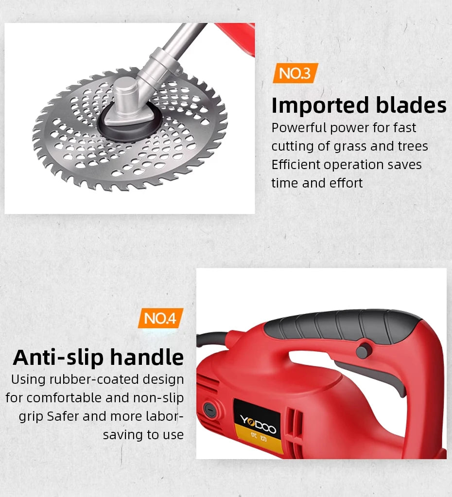 220V Electric Lawn Mower  Multi-function Lawn Trimmer Weeder High Branch Saw Pruning Shears Suitable for Home Garden Use