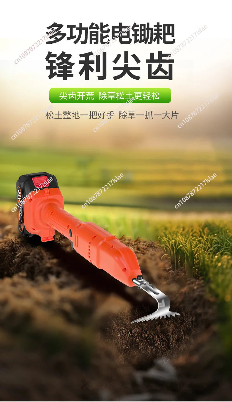 Lithium battery scarifier, small household handheld electric hoe, garden bonsai weeding and soil turning wireless micro-tiller