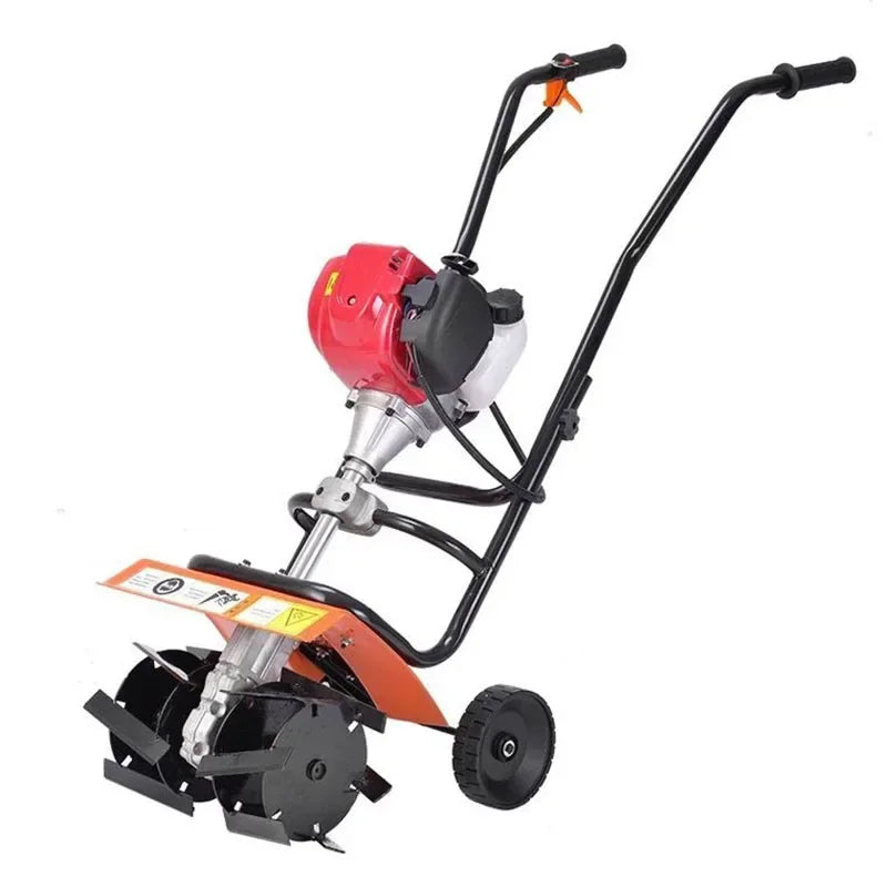52CC Mini Tiller Garden Cultivator Rotary Hoe Tine Tiller Mini Cultivator Pro Machine Soil Loosening Equipment Gasoline Power