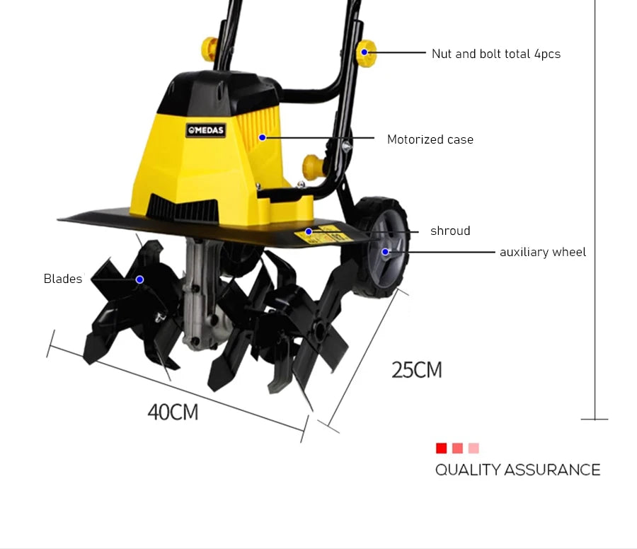 Electric Soil Loosener Garden Tiller Electric Cultivator Plow Machine Household Plowing Planing Digging Machine Orchard
