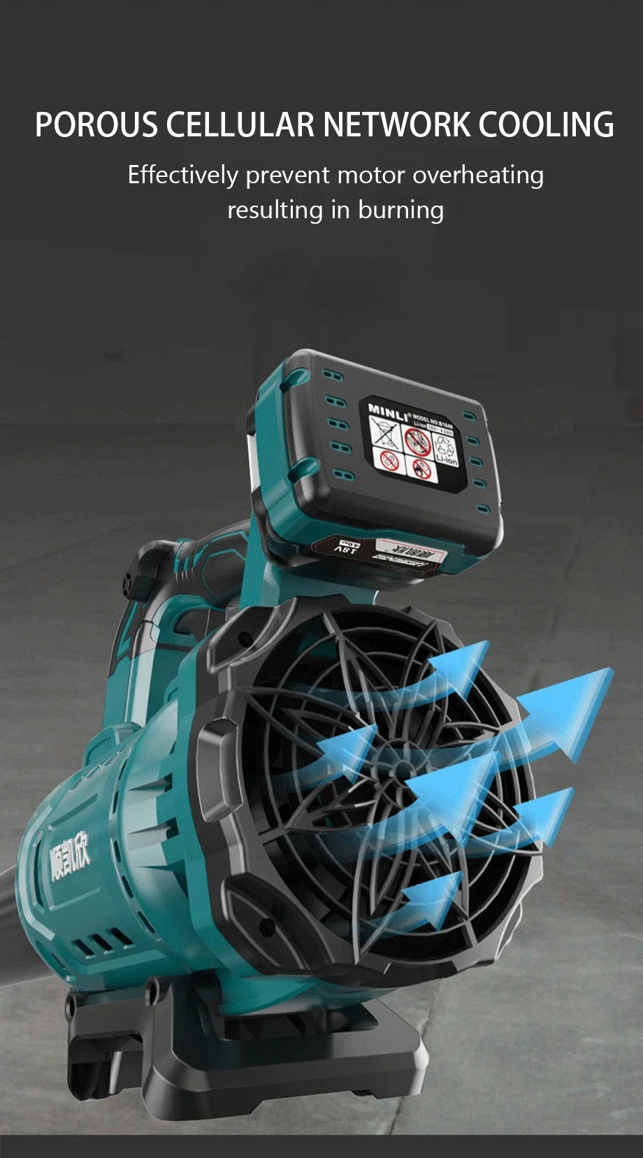 3800W Brushless Cordless Leaf Blower 480CFM Powerful Air Snow Blower Speed Adjustable for Patio Lawn Care Cleaning