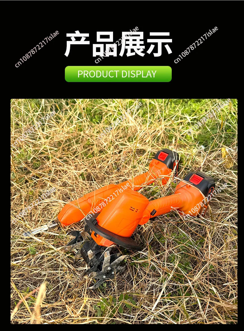 Lithium battery scarifier, small household handheld electric hoe, garden bonsai weeding and soil turning wireless micro-tiller