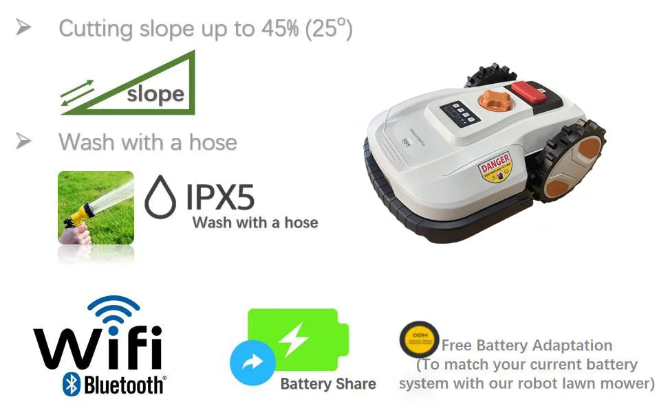 Lawn Mower Robot Robotic Lawnmower App Control with Wifi Bluetooth for 600m² Household Garden care