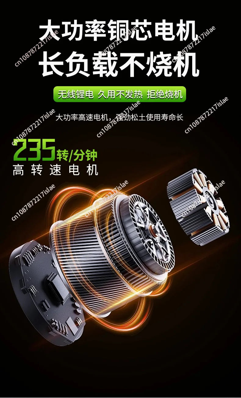 Lithium battery scarifier, small household handheld electric hoe, garden bonsai weeding and soil turning wireless micro-tiller