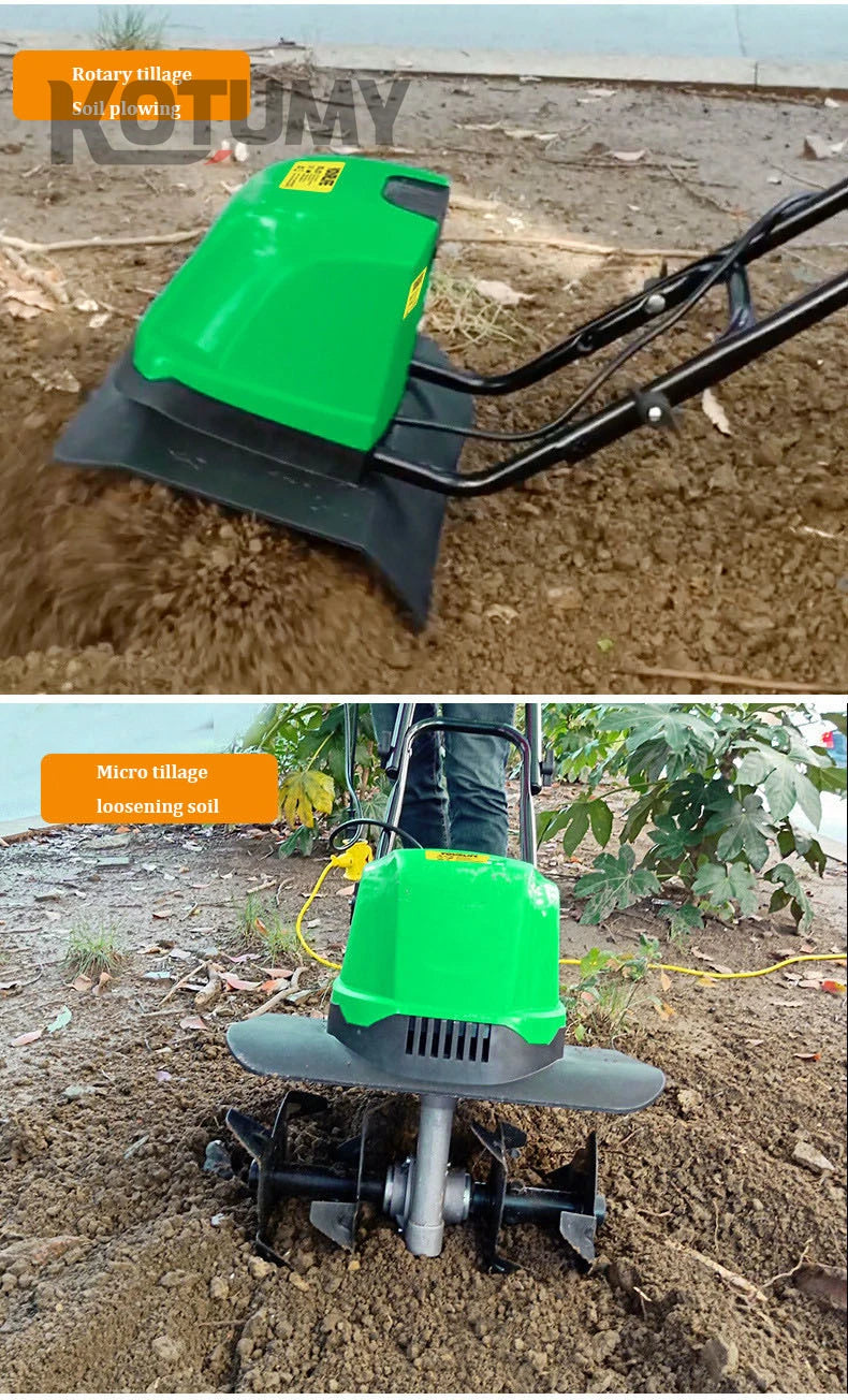 1500W Electric Scarifier Micro Tillage Plowing Machine Orchard Garden Lawn Mower Loosening Equipment