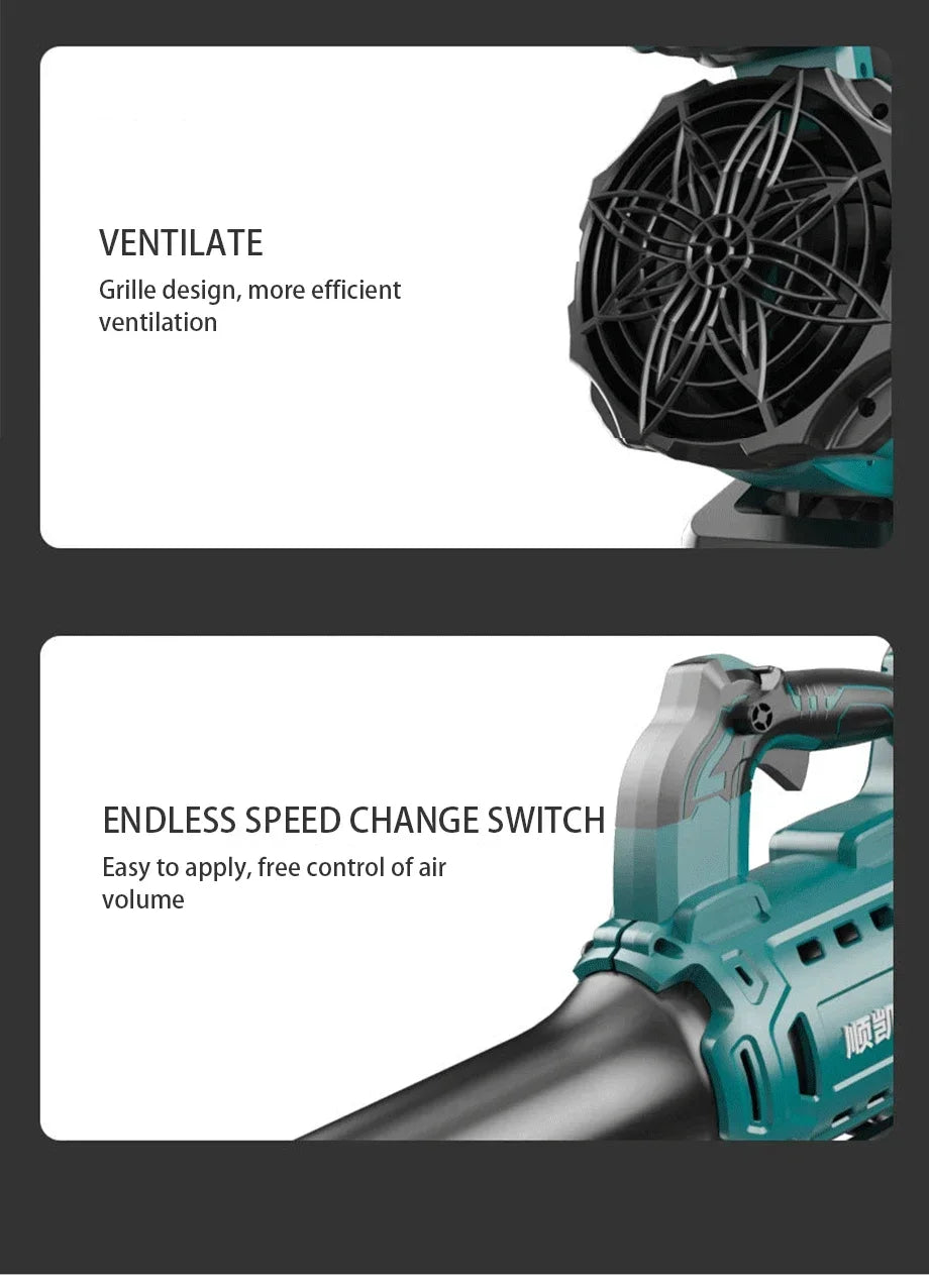 3800W Brushless Cordless Leaf Blower 480CFM Powerful Air Snow Blower Speed Adjustable for Patio Lawn Care Cleaning