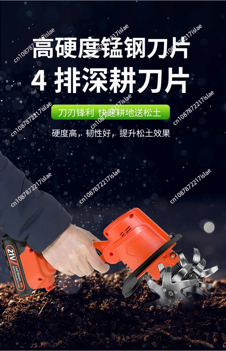 Lithium battery scarifier, small household handheld electric hoe, garden bonsai weeding and soil turning wireless micro-tiller