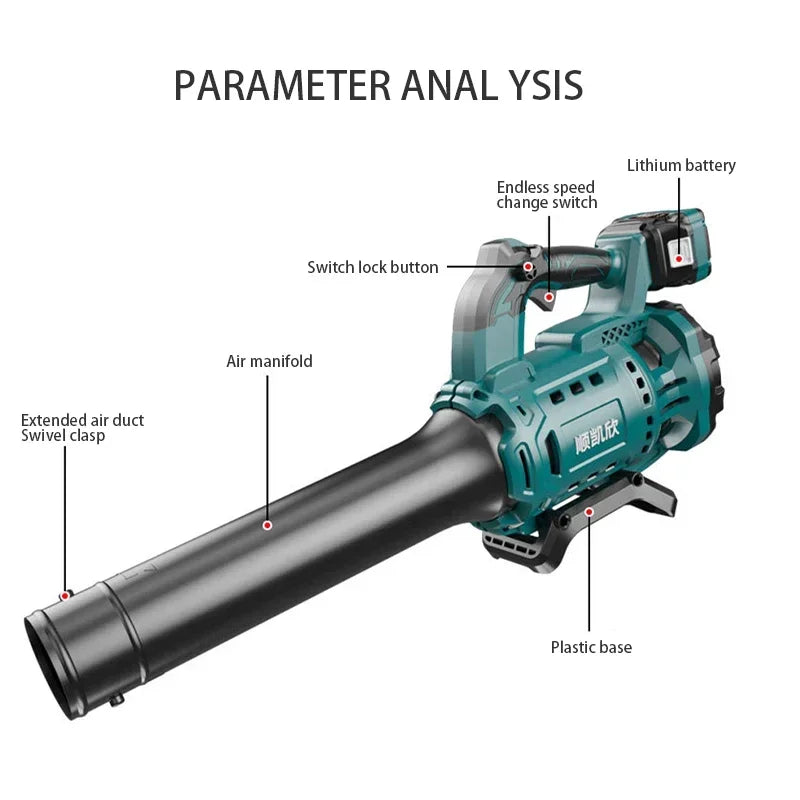 3800W Brushless Cordless Leaf Blower 480CFM Powerful Air Snow Blower Speed Adjustable for Patio Lawn Care Cleaning