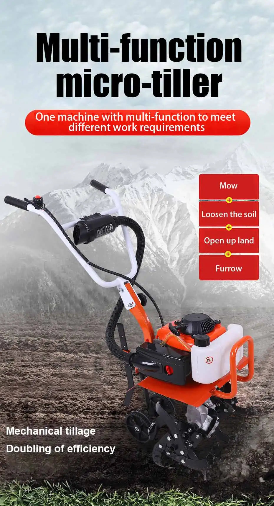 Gasoline Micro Cultivator Agricultural Garden Tools Gasoline Multi-function Minitype Rotary Tiller Machinery for Far