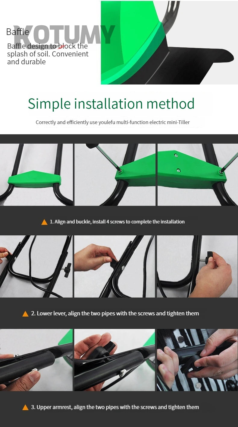 1500W Electric Scarifier Micro Tillage Plowing Machine Orchard Garden Lawn Mower Loosening Equipment