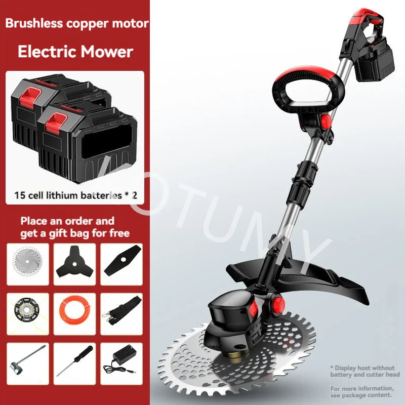 Household Electric Lawn Mower Brushless Motor Cordless Cutter Weeder 21V Rechargeable For Garden Lawn Trimming Pruning Tools