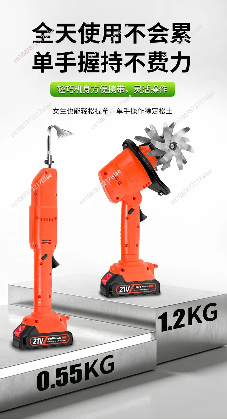 Lithium battery scarifier, small household handheld electric hoe, garden bonsai weeding and soil turning wireless micro-tiller