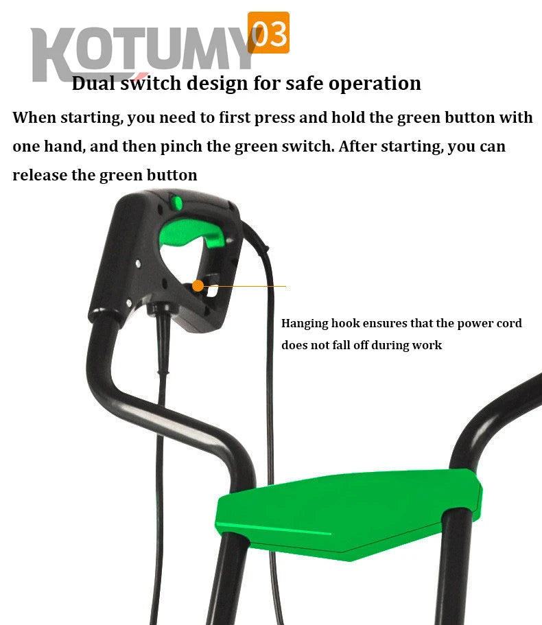 1500W Electric Scarifier Micro Tillage Plowing Machine Orchard Garden Lawn Mower Loosening Equipment