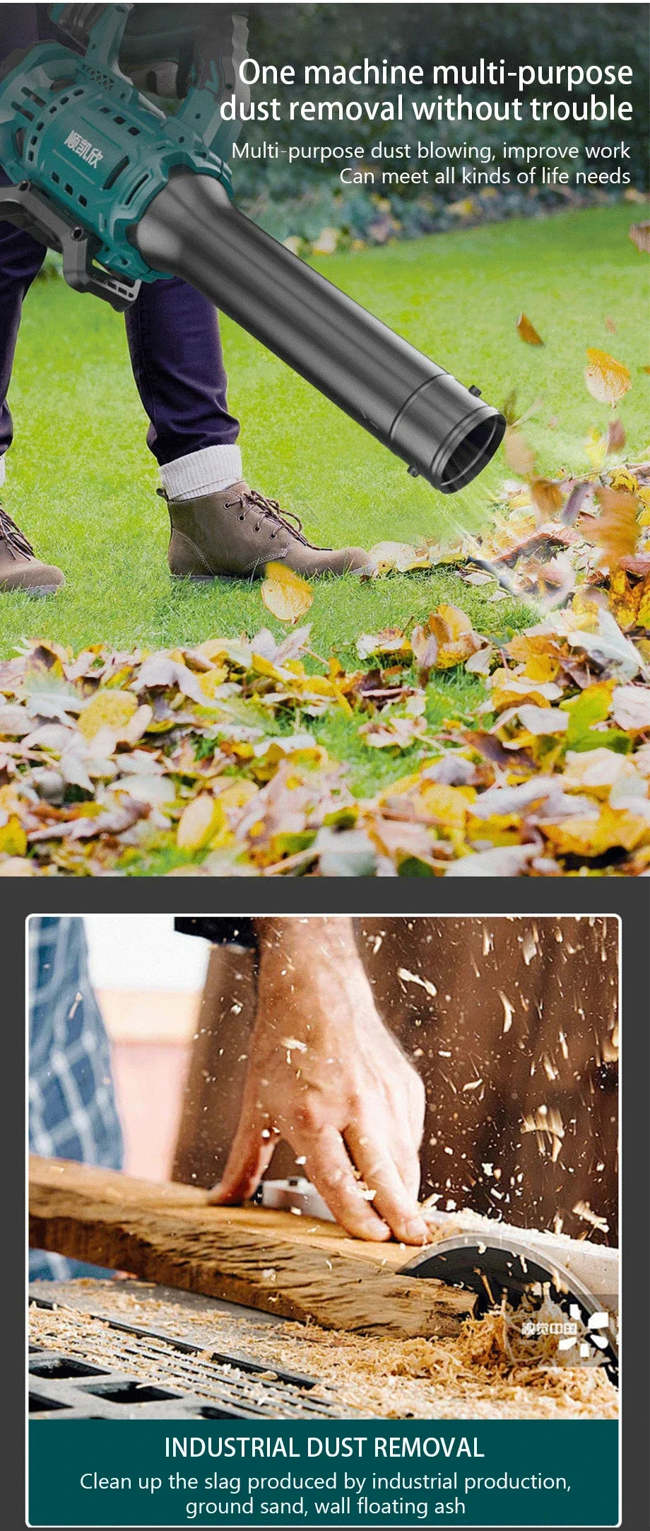 3800W Brushless Cordless Leaf Blower 480CFM Powerful Air Snow Blower Speed Adjustable for Patio Lawn Care Cleaning