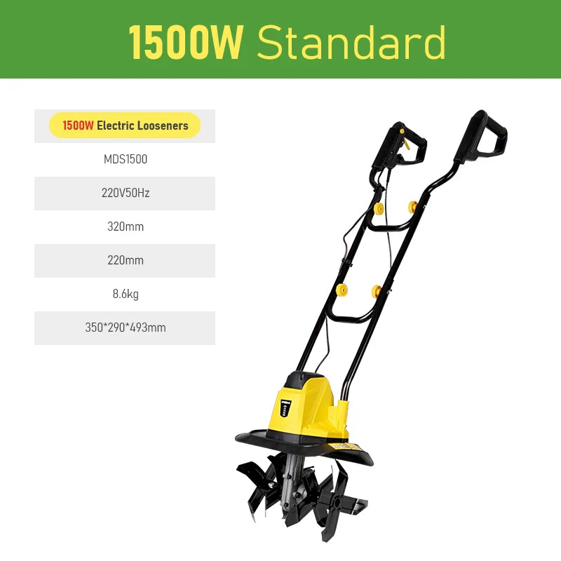 Electric Soil Loosener Garden Tiller Electric Cultivator Plow Machine Household Plowing Planing Digging Machine Orchard