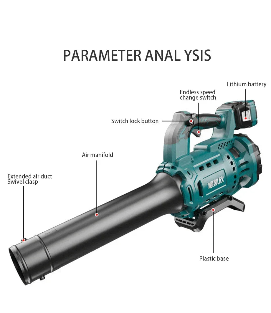 3800W Brushless Cordless Leaf Blower 480CFM Powerful Air Snow Blower Speed Adjustable for Patio Lawn Care Cleaning