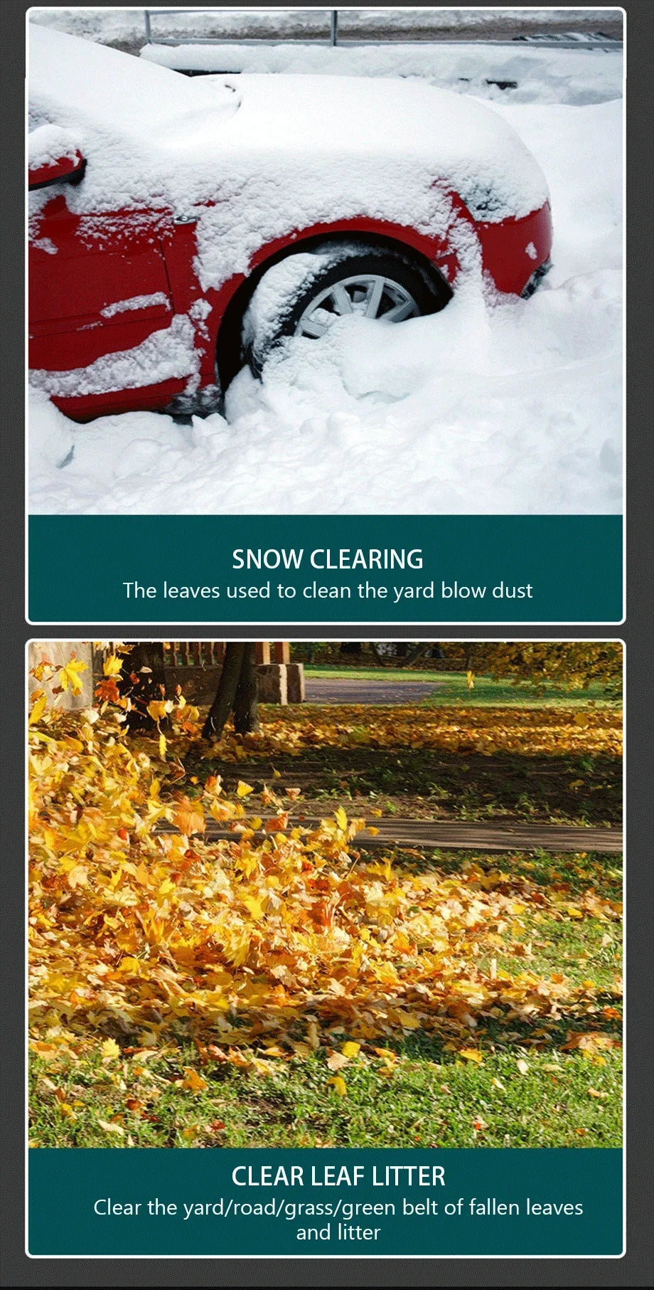 3800W Brushless Cordless Leaf Blower 480CFM Powerful Air Snow Blower Speed Adjustable for Patio Lawn Care Cleaning