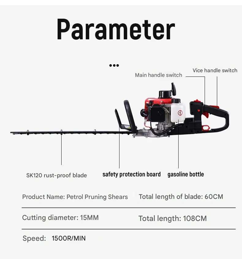 Petrol Hedge Trimmer 2-Stroke Tea Tree Pruning Shears Garden Tree Pruner Irrigation Cutter Tea Picker Outdoor Power