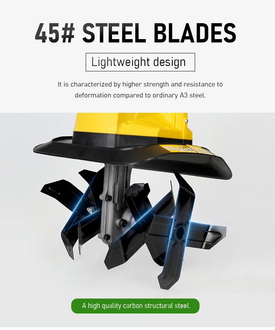 Electric Soil Loosener Garden Tiller Electric Cultivator Plow Machine Household Plowing Planing Digging Machine Orchard