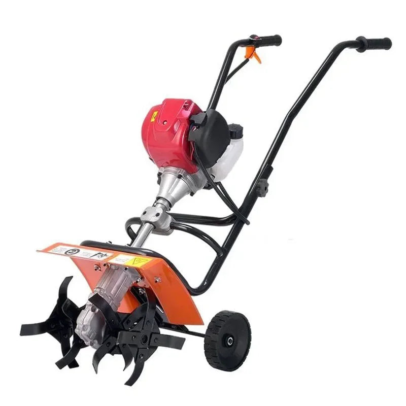 52CC Mini Tiller Garden Cultivator Rotary Hoe Tine Tiller Mini Cultivator Pro Machine Soil Loosening Equipment Gasoline Power