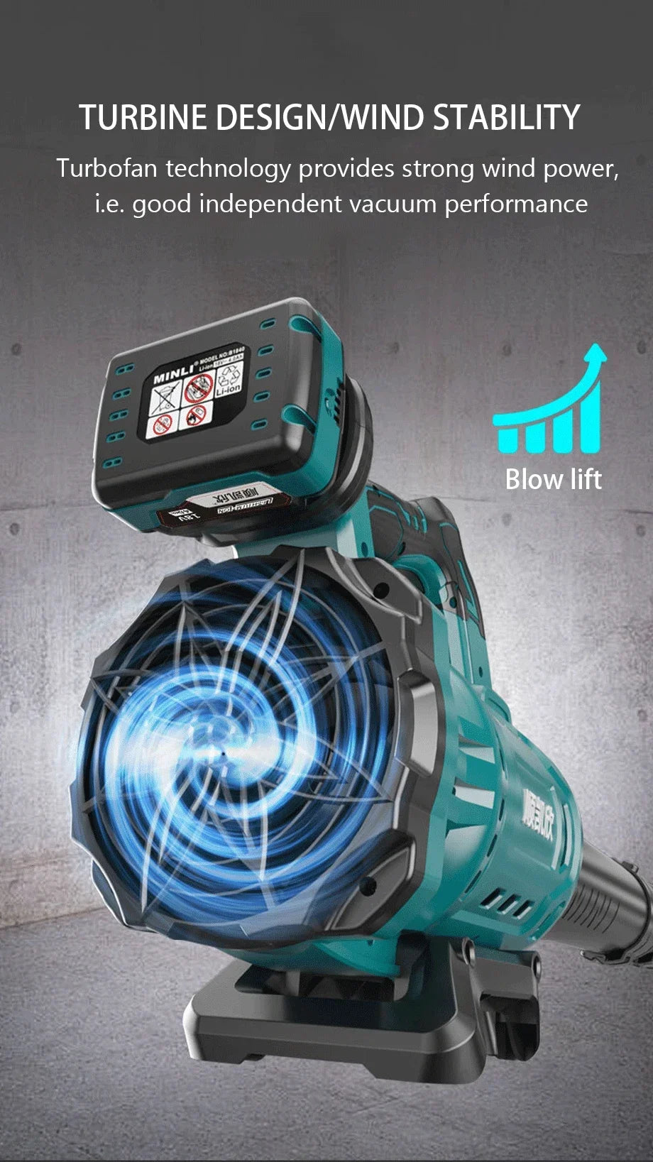 3800W Brushless Cordless Leaf Blower 480CFM Powerful Air Snow Blower Speed Adjustable for Patio Lawn Care Cleaning