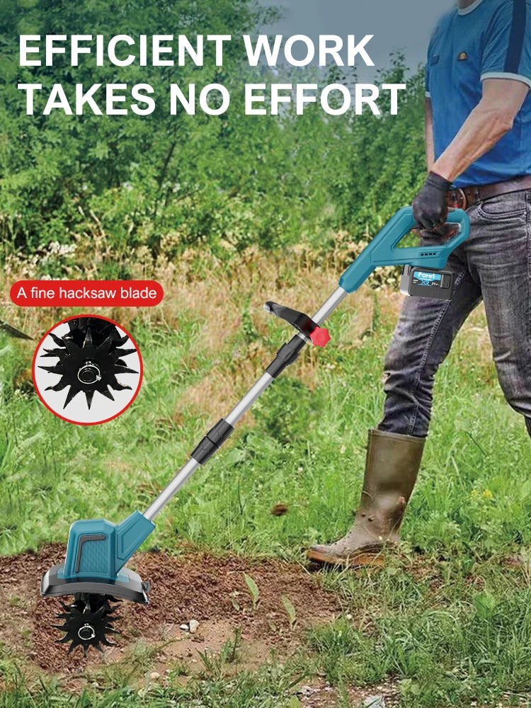Cultivator 21V Electric Tiller for Makita Battery 4 Blades Electric Lawn Mower Cordless Grass Trimmer Garden Tools(NO Battery)
