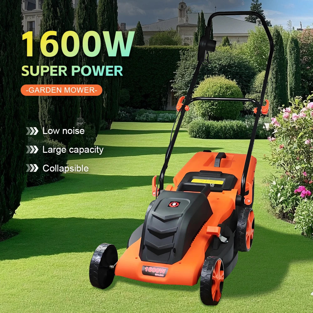 1200W/1600W Hand Push Weeder Lawn Mower Household Electric Weeder Handheld Multifunction Lithium Trimmer Hedge Lawn Trimmer