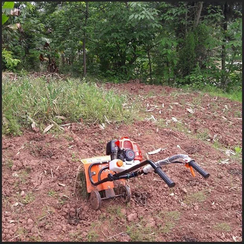 52CC Mini Tiller Garden Cultivator Rotary Hoe Tine Tiller Mini Cultivator Pro Machine Soil Loosening Equipment Gasoline Power