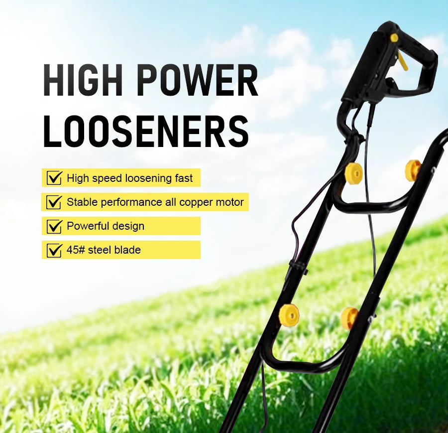 Electric Soil Loosener Garden Tiller Electric Cultivator Plow Machine Household Plowing Planing Digging Machine Orchard
