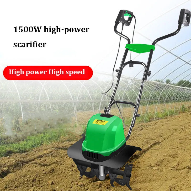 1500W Electric Scarifier Micro Tillage Plowing Machine Orchard Garden Lawn Mower Loosening Equipment