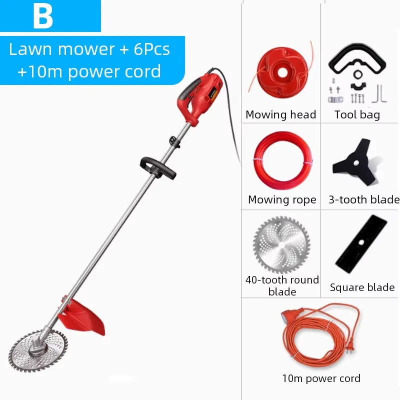 220V Electric Lawn Mower  Multi-function Lawn Trimmer Weeder High Branch Saw Pruning Shears Suitable for Home Garden Use