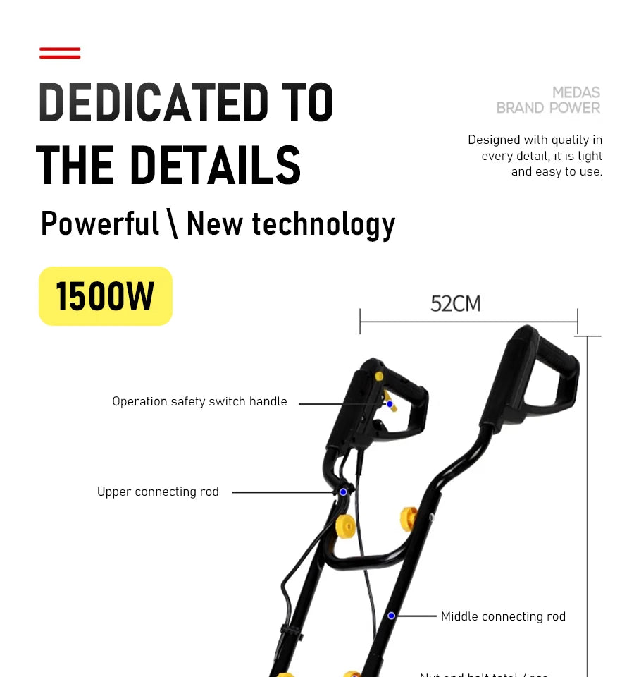 Electric Soil Loosener Garden Tiller Electric Cultivator Plow Machine Household Plowing Planing Digging Machine Orchard