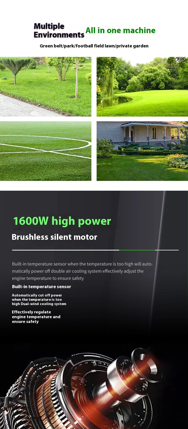 High Power Lithium Battery Garden Courtyard Hand-Pushed Electric Lawn Mower Silent Weeding Machine Lawn Trimmer Grass Cutter