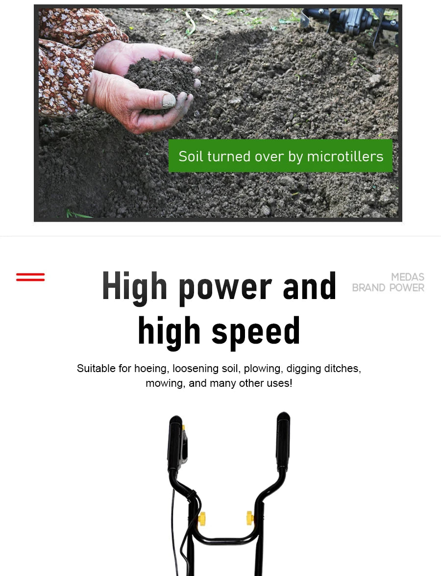 Electric Soil Loosener Garden Tiller Electric Cultivator Plow Machine Household Plowing Planing Digging Machine Orchard