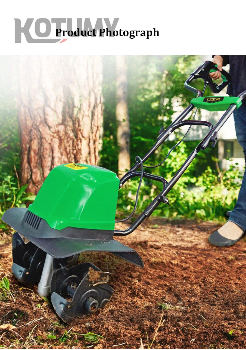 1500W Electric Scarifier Micro Tillage Plowing Machine Orchard Garden Lawn Mower Loosening Equipment