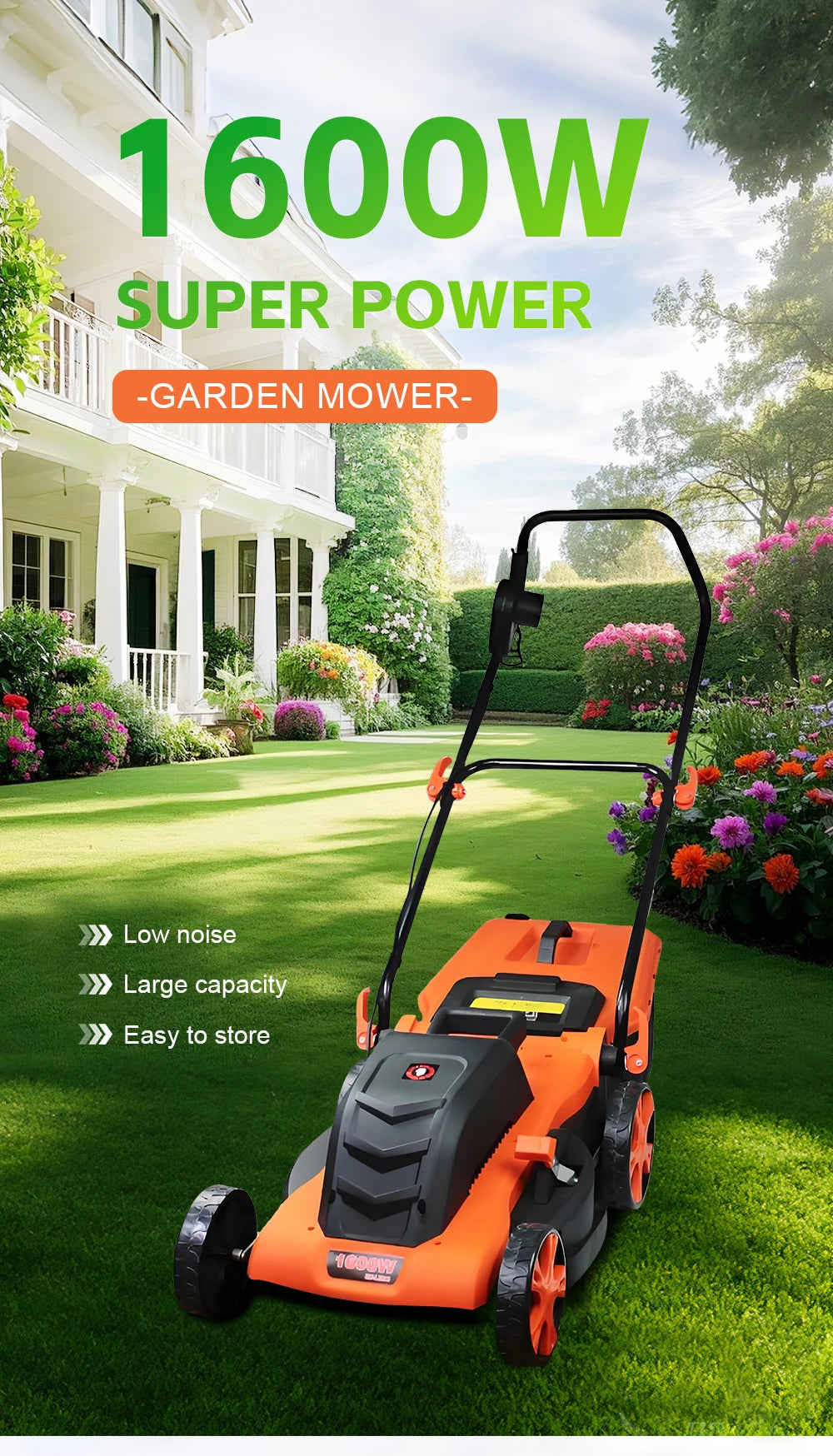 1200W/1600W Hand Push Weeder Lawn Mower Household Electric Weeder Handheld Multifunction Lithium Trimmer Hedge Lawn Trimmer