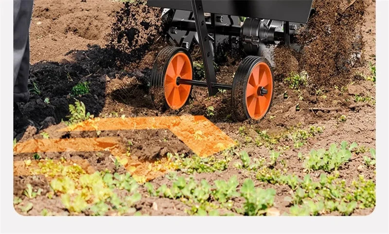 4-in-1 Commercial Micro Gasoline Tiller -4-Stroke Soil Cultivator for Loosening/Trenching/Weeding w/Wheel Kit